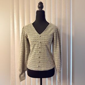 Women's Moss Green Tweed Top